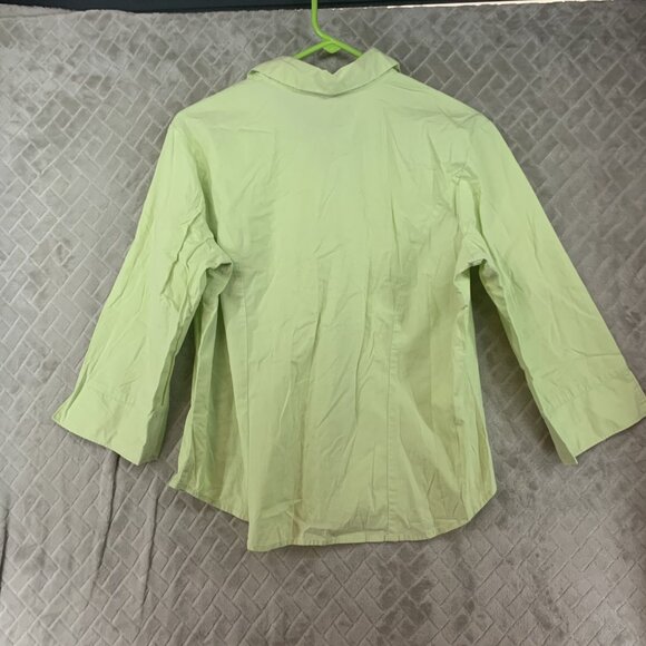 Quizz Again Womens L Shirt Light Green Button Up 3/4 Sleeve Eclectic Minimalist - Picture 12 of 16